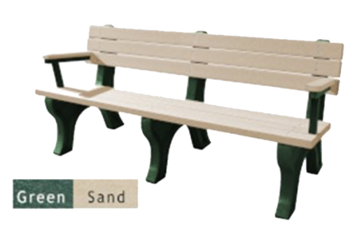HKDP7713 - 6' Poly Dogi Bench w/ Back & Arms